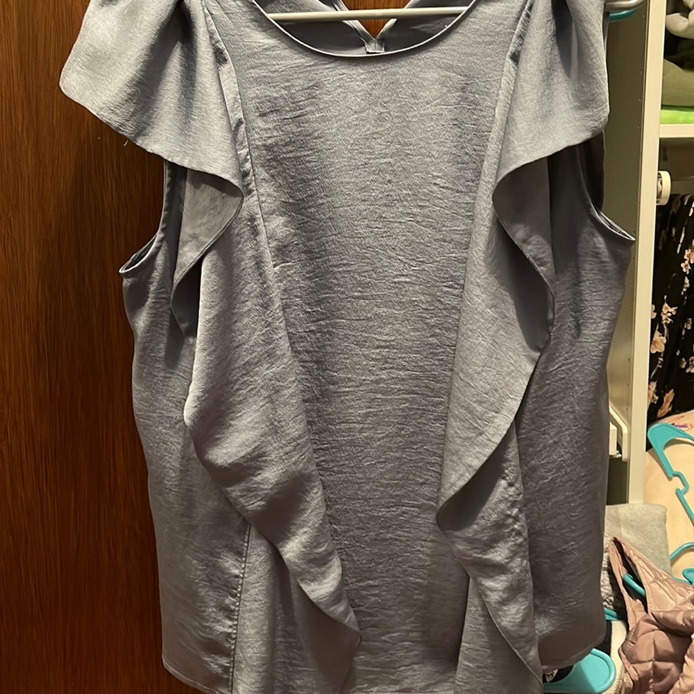 Express silky blue blouse. Ruffled sleeves